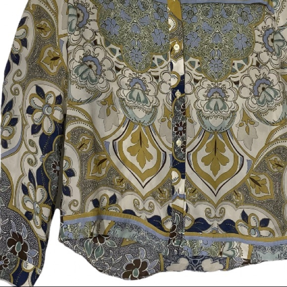 NWOT Mossimo Dutti Paisley Ling Sleeve Bottom Up Shirt Size 2 - Picture 7 of 14